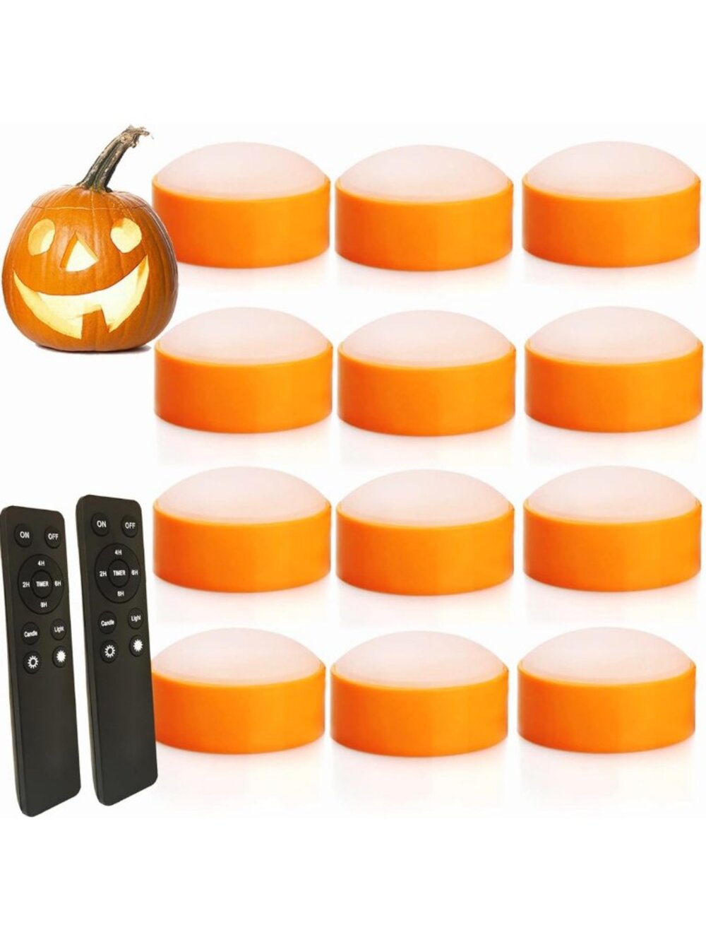 12 PCS Timer Pumpkin String Lights - Halloween Jack O'Lantern Decor, Festive
